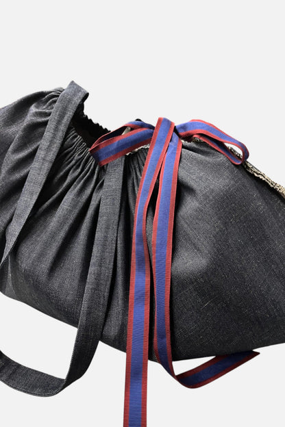 Maxi Borsa in Denim con dettaglio chiusura colorato